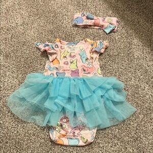 Posh peanut Easter bodysuit tutu with matching headband size 12-18 months